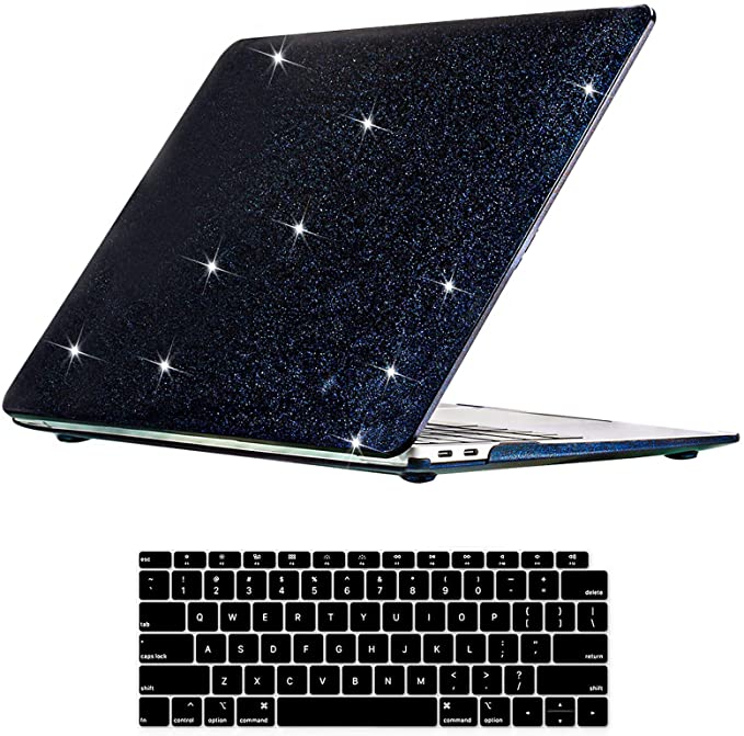 MonsDirect Compatible with MacBook Air 13 inch Case 2021 2020 2019 2018 m1 A2337 A2179 A1932 with Touch ID, Slim Hard Plastic Case & Keyboard Cover for New Air 13 inch with Touch ID, Blue Galaxy