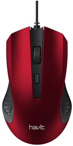 HV-MS752 1200 DPI, 4 Keys, Wired Mouse,Black+Red
