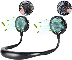 scurry Neck Fan, Hand Free Portable Fan, Mini Personal Fan, USB Rechargeable Fan, 360 Degree Free Rotation Personal Fans, Wearable sport Fan with Dual Wind Head for Travel ,Sports, Office, Home