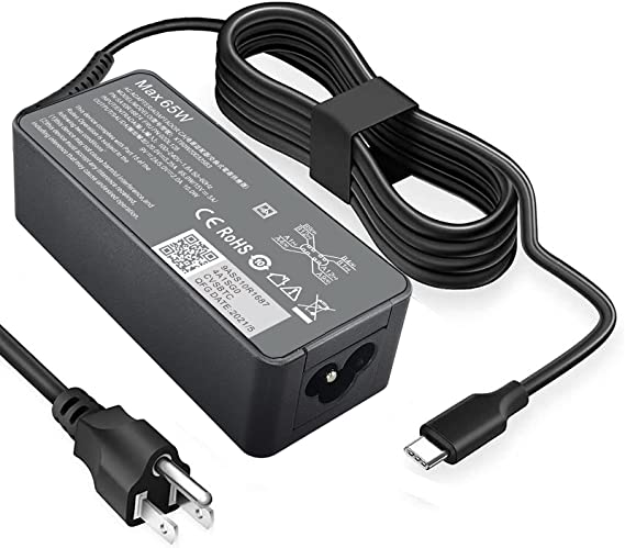 65W USB-C Chromebook Charger for Lenovo 100E 300E 500E C330 C340 S330 L380 11A G8 EE ThinkPad L13 L14 L15 T14 T15 T480 T480s T580 T490 E480 E490 P52S L490 L390 Yoga C740 C940 C930 720 730 920 Charger