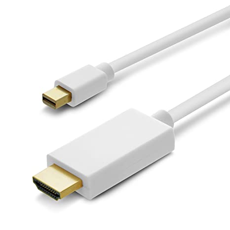 GearIT 2-Pack, Gold Plated Mini DisplayPort to HDMI HDTV Cable 3 Feet (Mini DP to HDMI HDTV) Thunderbolt 2 Port Compatible - White