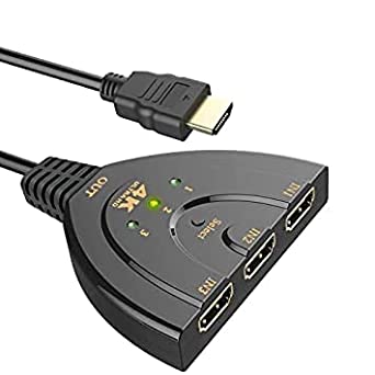 Hi-Lite 3 Port HDMI 4 K 1.4V Version Switch Splitter with Pigtail Cable for 4K 3D HD 1080P for Xbox PS4 Roku Blu-Ray Player HDTV (HDMI Switch)- 1 yr Warranty