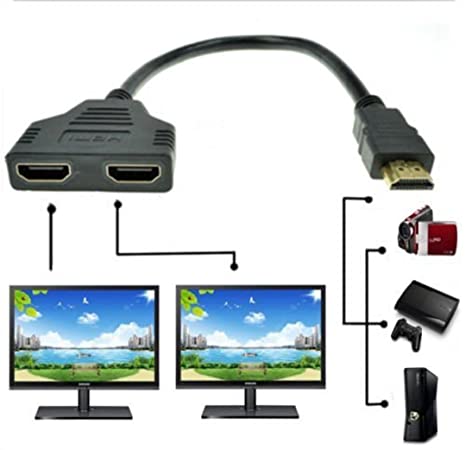 Yubohai 1080P HDMI Switch Male to 2 HDMI Female 1 in 2 Out Splitter Black Cable Adapter Converter for DVD Players/PS3/HDTV/STB and Most LCD Projectors(HDMI Cable)