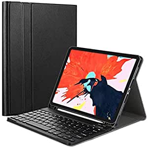 iPad Pro 11'' 2018/2020 Keyboard Case(1st/2nd Generation),Ultra Slim Wireless Detachable Bluetooth Tablet Keyboard with Leather Cover/Pencil Holder, Black
