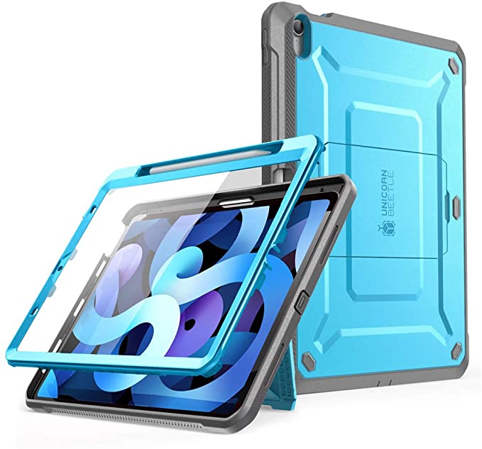 SUPCASE Unicorn Beetle Pro Series Case Designed for iPad Air 4 (2020) 10.9 Inch, with Pencil Holder & Built-in Screen Protector Full-Body Rugged Heavy Duty Case (Blue)