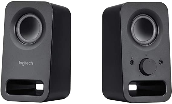 Logitech Z150 Compact Multimedia Stereo Speakers, 3.5mm Audio Input, Integrated Controls, Headphone Jack, Computer/Smartphone/Tablet/Music Player - Midnight Black