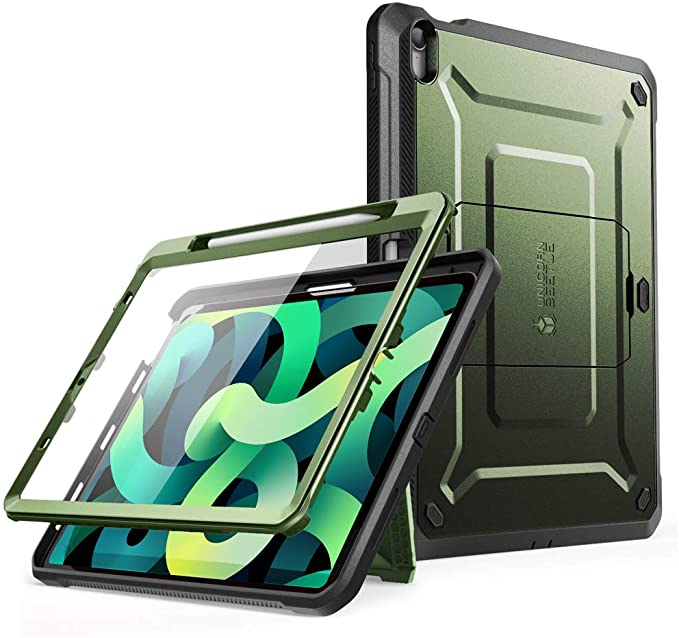 SUPCASE Unicorn Beetle Pro Series Case Designed for iPad Air 4 (2020) 10.9 Inch, with Pencil Holder & Built-in Screen Protector Full-Body Rugged Heavy Duty Case (Green)