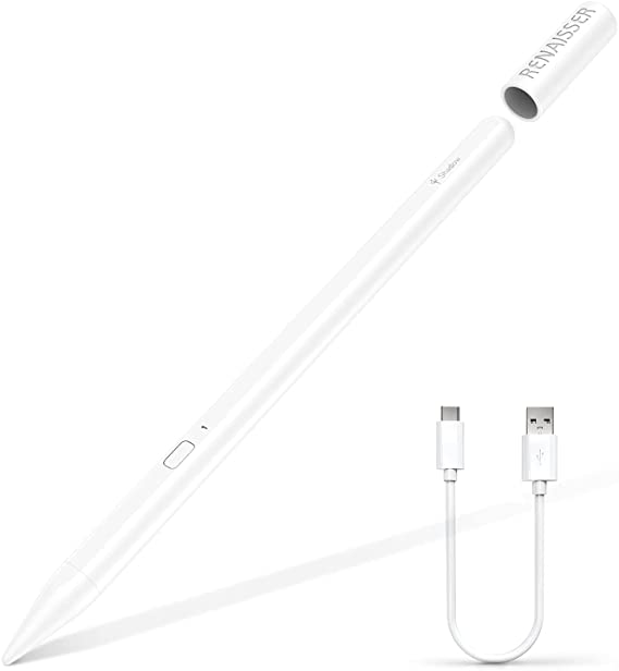 RENAISSER 2021 Stylus Pen for iPad, USB C Charging, Made in Taiwan, Magnetic Attachment, Palm Rejection,Compatible with Apple iPad Pro 2020/2021(11”/12.9”),iPad 7th/8th,iPad Mini 5th,iPad Air 3rd/4th