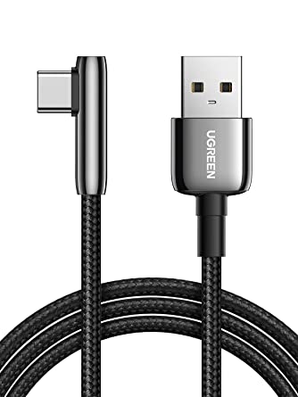 UGREEN USB C Cable 90 Degree Type C Charger 18w Right Angle Fast Charge Lead Compatible with Samsung S20/Note10/A80 Xiaomi Redmi Note 8/7 Moto G7 Huawei P30 Honor 10 Sony XA2 etc Zinc Alloy(2m)
