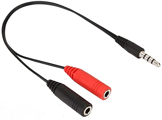 Shielded Audio Y Splitter Adapter 2 x 3.5mm Female (2 Pole) To 1 x 3.5mm Male Jack, (4 pole) For Mobile and PS
