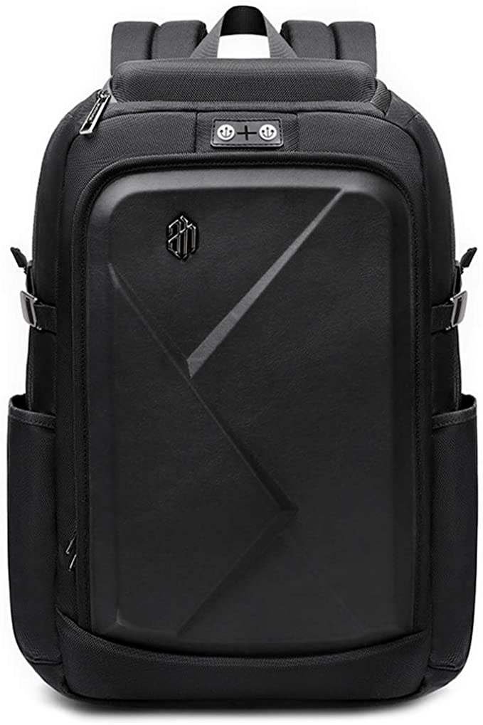 THE CLOWNFISH Arctic Hunter Waterproof Anti Theft Front Hard Shell Laptop Backpack Business Travel fits 15.6 inch Laptop with Earphone hole (Black, 28 Liters)