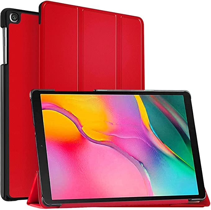 iTechMinia Magnetic Case For Samsung Galaxy Tab A 10.1 Inch (2019) -T510 -T515 -T517 Wake and Sleep Smart Flip Stand Black Cover (Red)