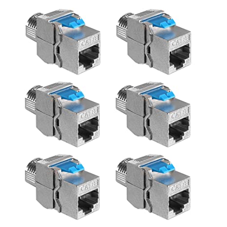 kwmobile Keystone Module Jacks - 6 Piece CAT-8 Shielded Keystone Jack RJ45 Cat 8 Ethernet Module 40 Gbit with Shielded Metal Housing
