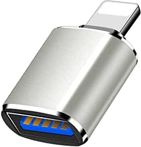 Lightning to USB Camera Adapter[Apple MFi Certified], USB OTG Data Sync Converter Compatible with iPhone13/12/11/iPad, Support Camera, Card Reader, Mouse, Keyboard, Hubs, USB Disk, Piano(Silver)