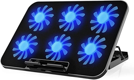 Tratsewmas Laptop Cooling Pad Cooler fan (6 Quiet Led Fans) Dual USB Powered Gaming Laptop Cooling Stand for 15.6 Inch Laptop Computer accessories Wind Speed Adjustable 6 Stand Height Adjustable