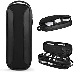 Electronic Accessories Organizer for Men, EVA Dual Compartment Travel Cable Organizer Bag Carrying Pouch Bag for Power Bank, Apple Pencil, USB Hub, Charger, Phone(Black)