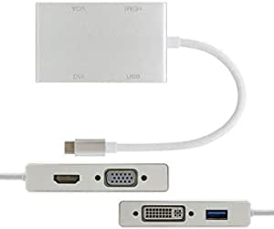 Microware USB 3.1 Type C to HDMI Adapter, 4 in 1 USB-C to HDMI DVI 4K VGA USB Adaptor Converter for MacBook/MacBook Pro