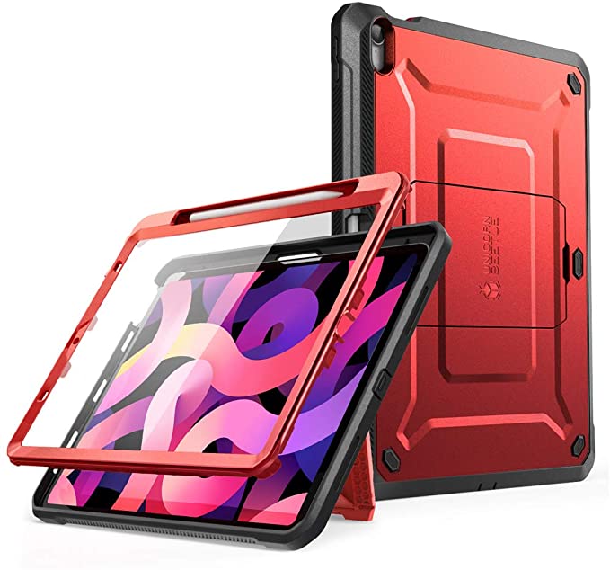 SUPCASE Unicorn Beetle Pro Series Case Designed for iPad Air 4 (2020) 10.9 Inch, with Pencil Holder & Built-in Screen Protector Full-Body Rugged Heavy Duty Case (Ruddy)