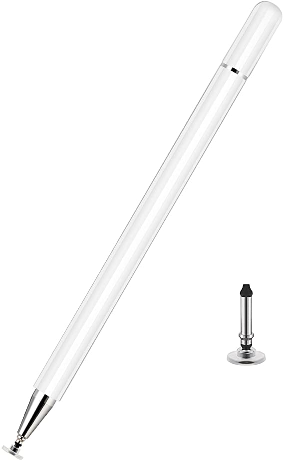 1 Piece Capacitive Stylus Pens for Touch Screens Universal Disc Tip Stylus Pencil Compatible with Most Tablet Ipad Phone Smart Devices (White)