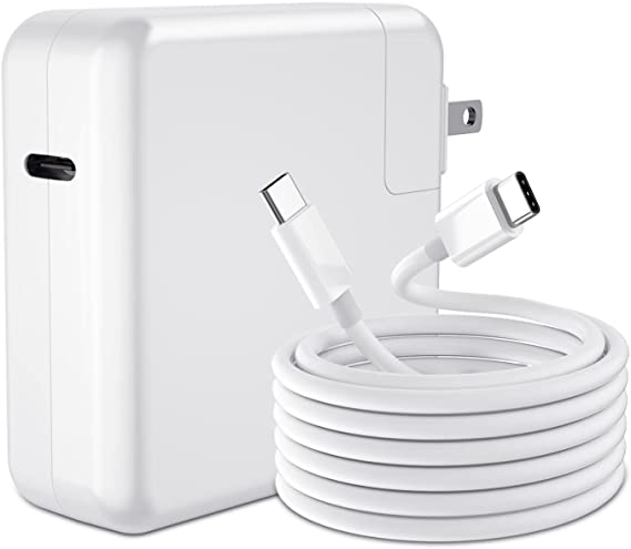 Jizmo Replacement Mac Book Pro Charger, 61w USB-C Charger Power Adapter for MacBook Pro 13 inch, MacBook Air 13 inch, iPad Pro 12.9 11 inch, Includes 6.6ft 3A USB C to C Cable, UL Certificated