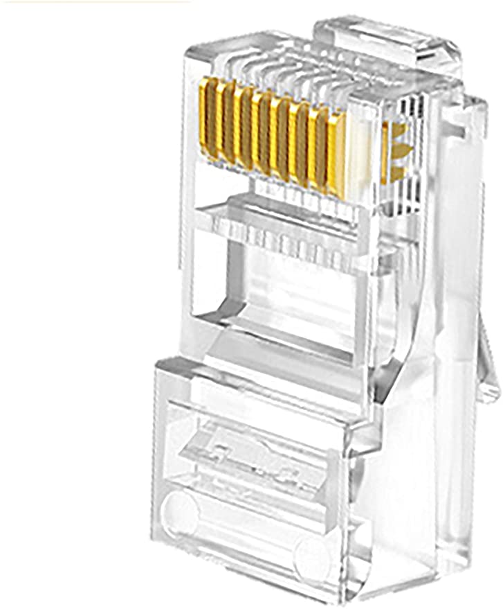 Easosend RJ45 Connector,100 Pcs, Ethernet Cable Plug, 8P8C Cat5E Cat5 Crimp Modular Male, Network LAN Connector Crystal