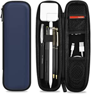 ProCase Holder Case for Apple Pencil, PU Leather Carrying Case Hard EVA Protective Pouch Sleeve Bag for iPad 10.2 2019/Pro 11 2018 12.9 10.5 9.7 Pencil/Stylus/Surface Pen, with Mesh Pockets -Navy