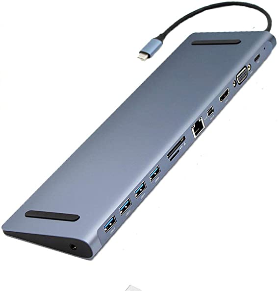 USB C to HDMI Adapter,4K USB C to HDMI, 2 USB 3.0 Ports,USB-C Power Delivery, Compatible with Mac Pro and Other Type C Laptops (USB-C-12-IN-1)