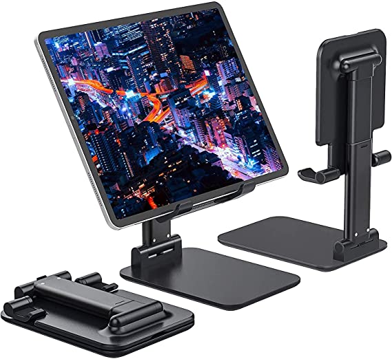 Anozer Foldable & Adjustable Tablet Stand, Compact Extendable iPad Stand for Desk, Desktop Tablet Holder Compatible with Phones,iPad Pro/Air/Mini, Samsung Galaxy Tab, Surface Pro, Kindle(7-13’’)