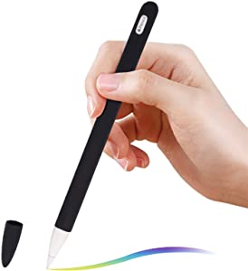ProCase Soft Pencil Cover Compatible for Apple Pencil 2nd Gen, Smooth Silicone Stylus Pen Skin Sleeve Nib Cap Protective Cover Case Accessories -Black