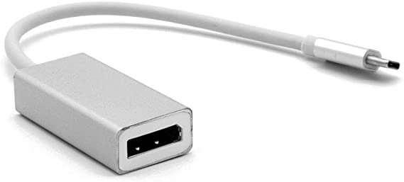 "Dynamode USB-C Type-C To Display Port 4K Adapter - Supports up to 4K UHD, 1080P @ 60Hz Resolution- Compact, Self-Powered - Cable Length 16.5cm, Grey/White "