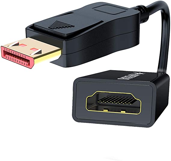 DisplayPort to HDMI Adapter(Male to Female)，dp to hdmi Converter Compatible with HP Pro Book, Elite Book, Lenovo ThinkPad, Dell, GPU , and More.(Deep Black)