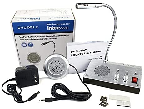 ميكروفون مزود بسماعة Dual Way Window Counter Intercom Interphone Window Speaker For Bank Station Business Store Security Window Intercom System