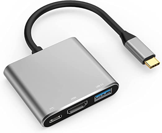 USB C to HDMI Multiport Adapter, Thunderbolt to HDMI Converter with 4K HDMI, 60W Type C PD Charging and USB 3.0 Port, USB C Hub for MacBook Pro/Air,Chromebook Pixel, Dell XPS13 and More