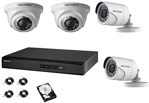 Hikvision CCTV Set with 4 Channel DVRK1 Hard Disk 2T/ 2 Indoor & Outdoor Camera -3.6mm & 4 x 40m Cables (1280x1080 P)
