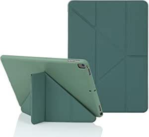 Origami iPad Case for iPad 10.2 Inches 8th (2020) & 7th (2019) Generation, 5-in-1 Multiple Viewing Angles, Smooth Silicone Cover & Soft TPU Back, Auto Wake/Sleep, iPad 10.2 Smart Folio(Midnight Green)