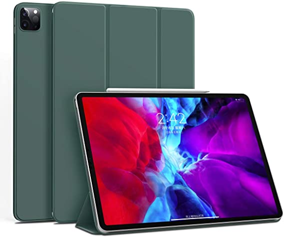 GUDOU Case for iPad Pro 11" 2021/2020/2018,iPad Air 4th 10.9inch,Ultra Slim Frameless Cover with Magnetic Attachment [Supports Apple Pencil 2 Charging],Trifold Stand Case,Auto Sleep/Wake (Dark Green)