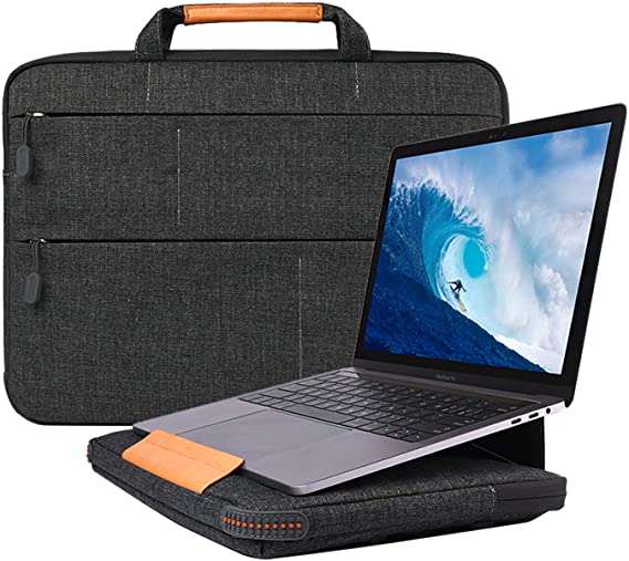 WIWU Laptop Sleeve 13.3 inch Laptop Stand Bag 13-13.3 Inch MacBook Pro, Notebook Laptop Briefcase, Shock Absorption Rubber Silicone Bumper Cushion Corner Sleeve Case Cover, Grey (13.3, black)