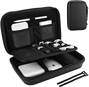 ProCase Hard Travel Electronic Organizer Case for MacBook Power Adapter, Chargers,Cables, Power Bank, Apple Magic Mouse, Apple Pencil, USB Flash Disk, SD Card, Small Portable Accessories Bag -Black