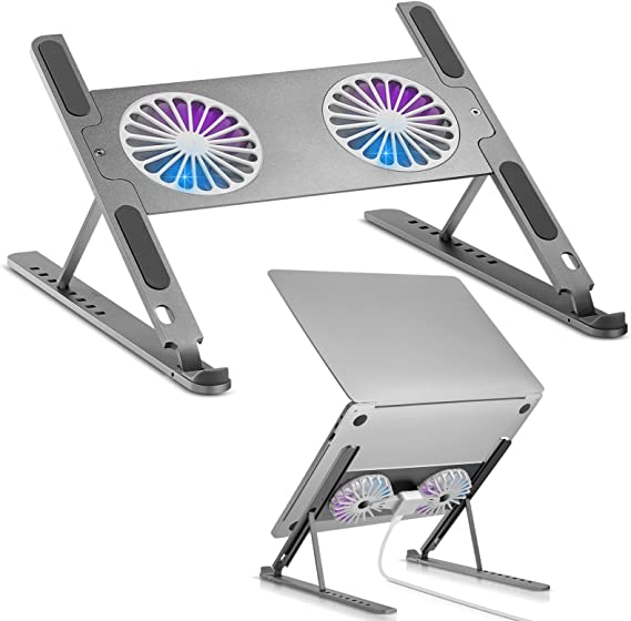Laptop Stand, Adjustable Aluminium Computer Stand with USB Cooling Fan