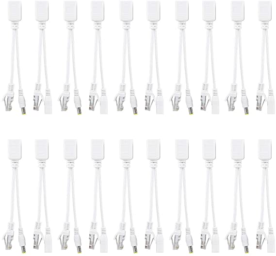 10 Pair IP Camera POE RJ45 Cable Power Over Ethernet Adapter Injector + Splitter DC 12 V