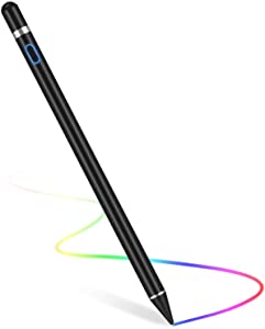 Smart Stylus Pen for Touch Screens, Rechargeable 1.4mm Precise Point Control Active Stylus Pen with Charging Cable, Compatible with Most Tablets (Black)