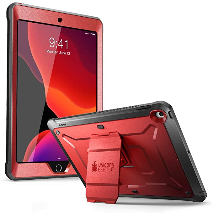 SUPCASE Unicorn Beetle Pro Series Case for iPad 10.2 (2021/2020/2019), with Built-in Screen Protector Protective Case for iPad 9th Generation/8th Generation/7th Generation (Metallic Red)