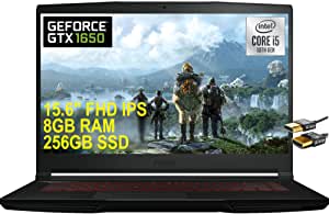 MSI 2021 Flagship GF63 Thin Gaming 15 Laptop 15.6" FHD IPS Display 10th Gen Intel Quad-Core i5-10300H (Beats i7-8750H) 8GB RAM 256GB SSD GeForce GTX 1650 4GB Backlit WiFi6 Win10