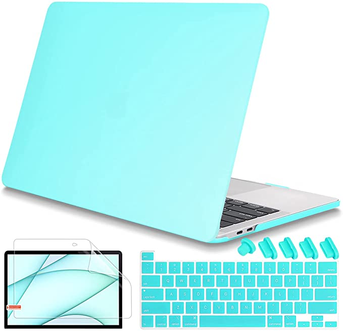 Mektron for MacBook Pro 13 inch 2022 2021 2020 Case M1 A2338 A2289 A2251, Matte Plastic Hard Shell Case Keyboard Cover Screen Protector for New Mac Pro 13 Touch bar & Touch ID, Mint Green