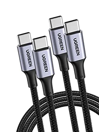 UGREEN USB C Cable 1M 2Pack, Braided 100W Power Delivery PD Fast charge Cable USB C to USB C Compatible for iPad mini 6，MacBook Pro 2021 14"16", MacBook Air, iPad Pro 12.9", Samsung S21+, Huawei P40