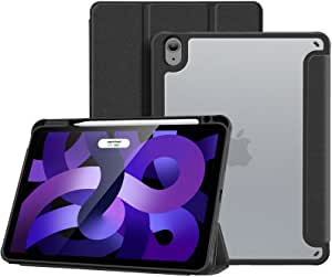 ProCase iPad Air 4th Generation 10.9 Inch 2020 Case Model: A2316 A2324 A2325 A2072, Trifold Lightweight Hard Shell Slim Smart Cover with Pencil Holder for 10.9" Air 4th Gen 2020 -Black