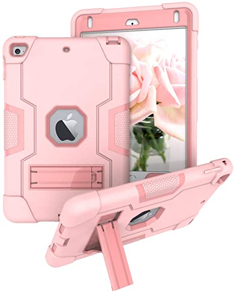 Coopts iPad Mini 5 Case for Kids 2019 iPad Mini 4 Cover 2015, Silicone Rubber Rugged High Impact Shockproof Waterproof Heavy Duty 3 Layer Protection Bumper Case for Apple iPad Mini 5/4,Rose Gold