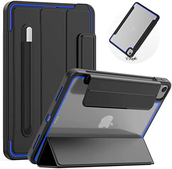 SEYMAC Slim Cover for Apple iPad Air 4 (10.9 Inch) 2020 and iPad Pro 11 2020/2018, Rugged Case with Screen Protector, Pencil Holder, Supports Apple Pencil 2 Wireless Charging for iPad Pro 11, Blue