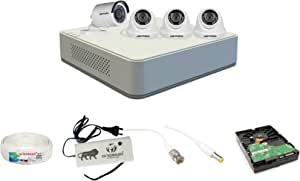 Sia Technology Hikvision 4 Channel HD DVR and 1 Bullet, 3 Dome HD Camera Combo kit, Include All Require Accessories for 4 Camera Installation