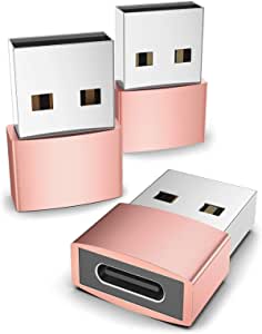 [3 Pack] rts USB-C Female to USB Male Adapter 3-Pack Type-C to USB Charger Connector for iPhone 11 12 13 Pro SE,Airpods iPad Air 4 4th 6 6th 8 9 Generation 2021,Samsung Galaxy Note 21 S20 S2 Rose Gold